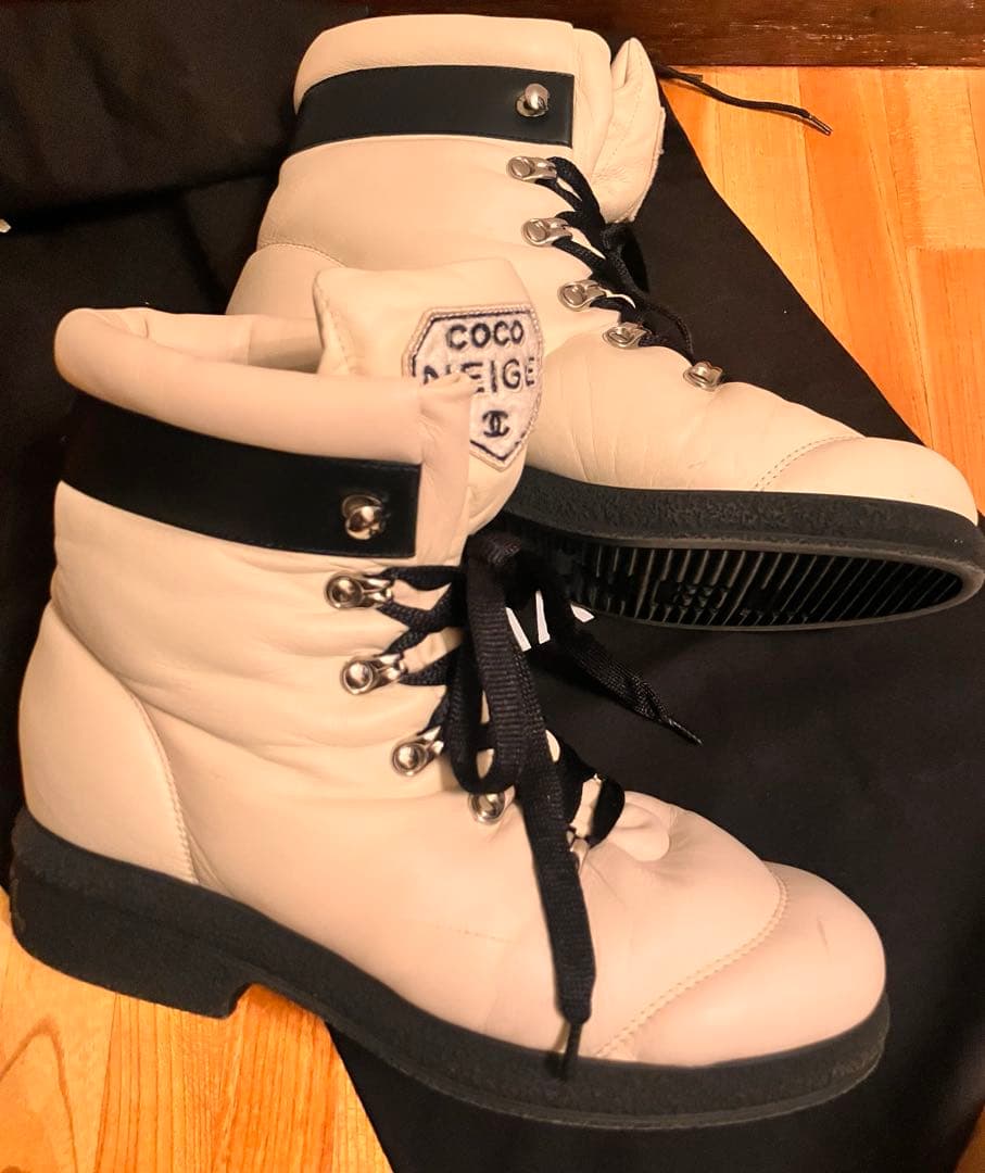 CHANEL ココネージュ ラムレザー レースアップシューズ 38 - 靴高 品質