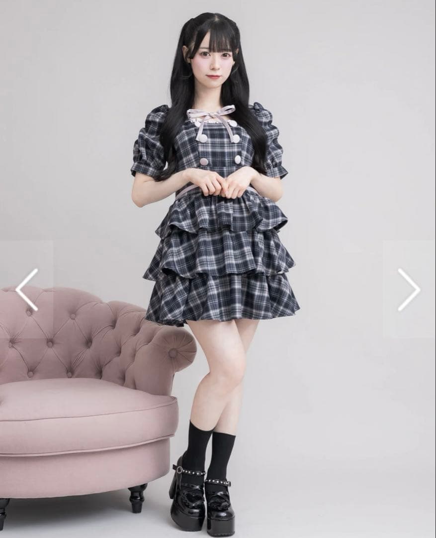 pium クロスベルト半袖ティアードミニワンピース ネイビー - メルカリ