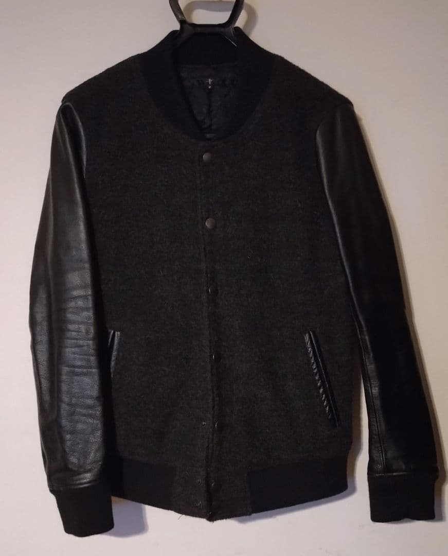 NOID ノーアイディー スタジャン ウール レザー袖 CAMBIO 革ジャンの