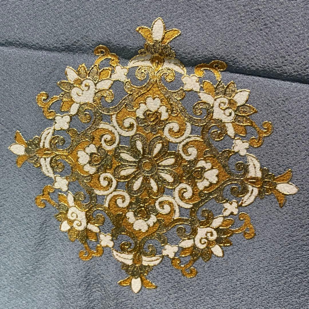 D80訪問着 丹下雄介 一つ紋 刺繍 正絹着物 袷 しつけ糸付き未使用極美