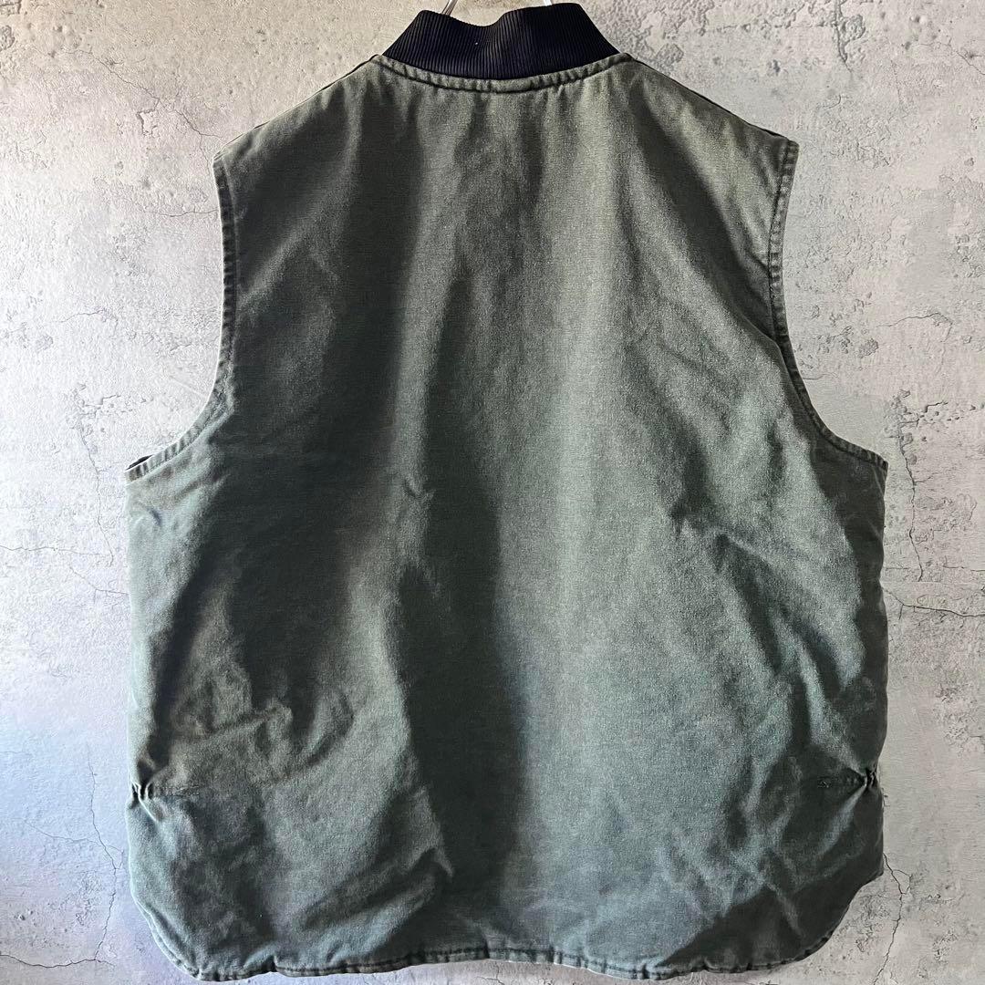 90s USA製 Carhartt カーハート ダックベスト モスグリーン 古着