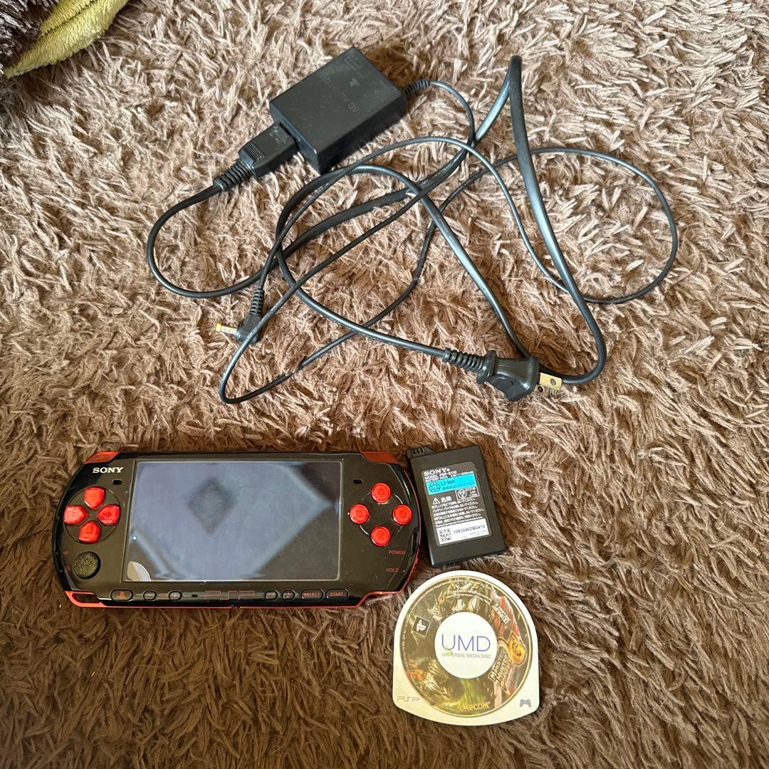 SONY PSP レッド 本体 充電器 モンスターハンターG ジャンク品 - メルカリ