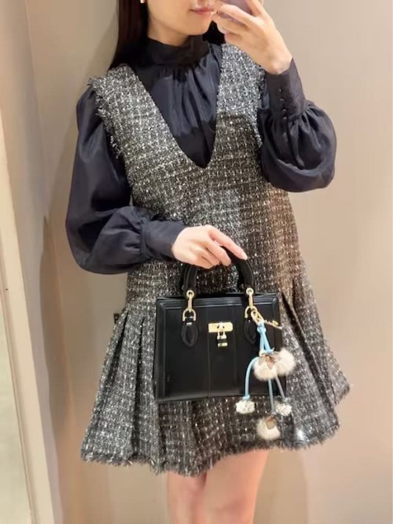 SNIDEL スナイデル Vネックツイードジャンスカ【カンヘウォン着用