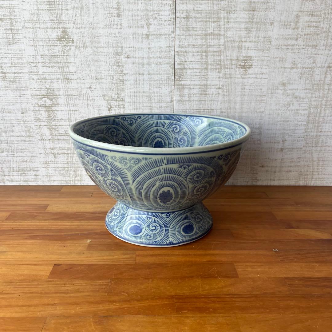 アンティーク】蛸唐草文 古伊万里 染付 縁起文様 大皿 骨董品 古道具