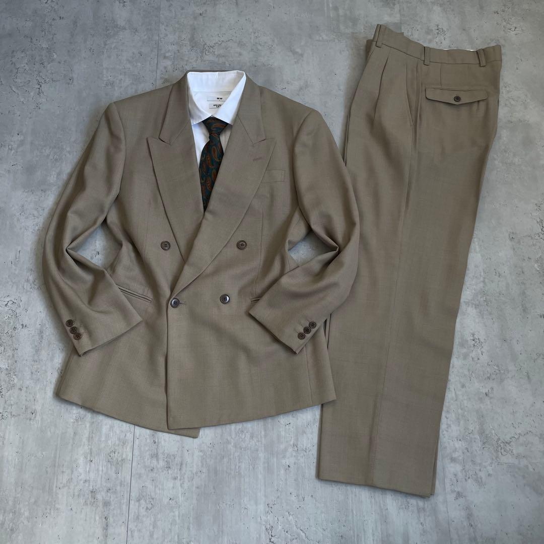 90's vintage ダブルブレスト スーツセットアップ ベージュ 結婚式