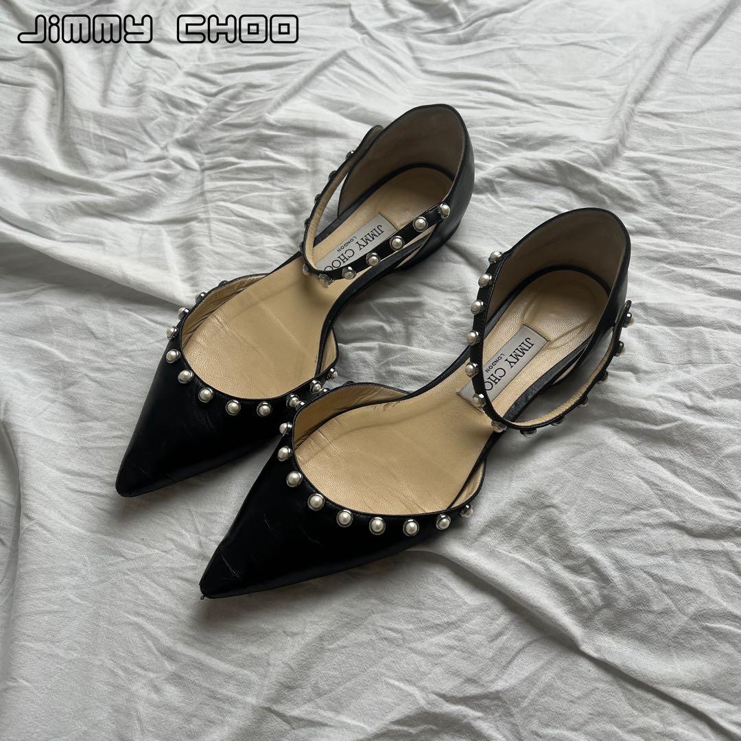 靴 JIMMY CHOO LEEMA FLAT Jimmy Choo フラットシューズ - Leema Flat|LEEMAFLATDASBLACK