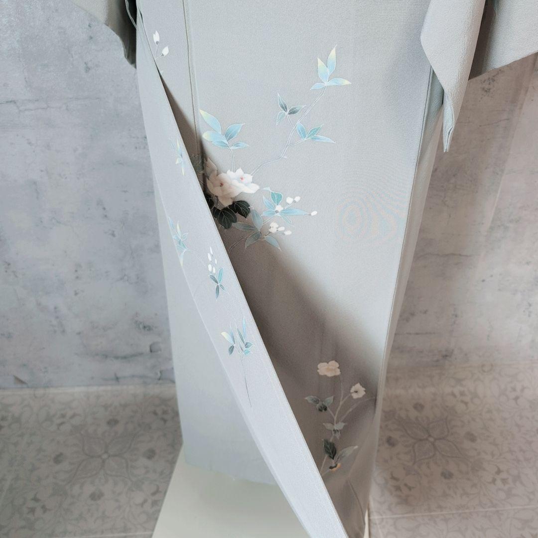 訪問着 フルセット 加賀友禅 虫食い 着物 正絹 花 祝い事 落款 E1