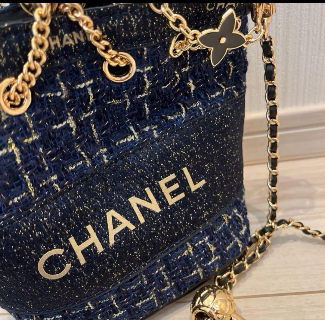 希少・レア・非売品 CHANEL ノベルティ ネイビー ツイード バケット