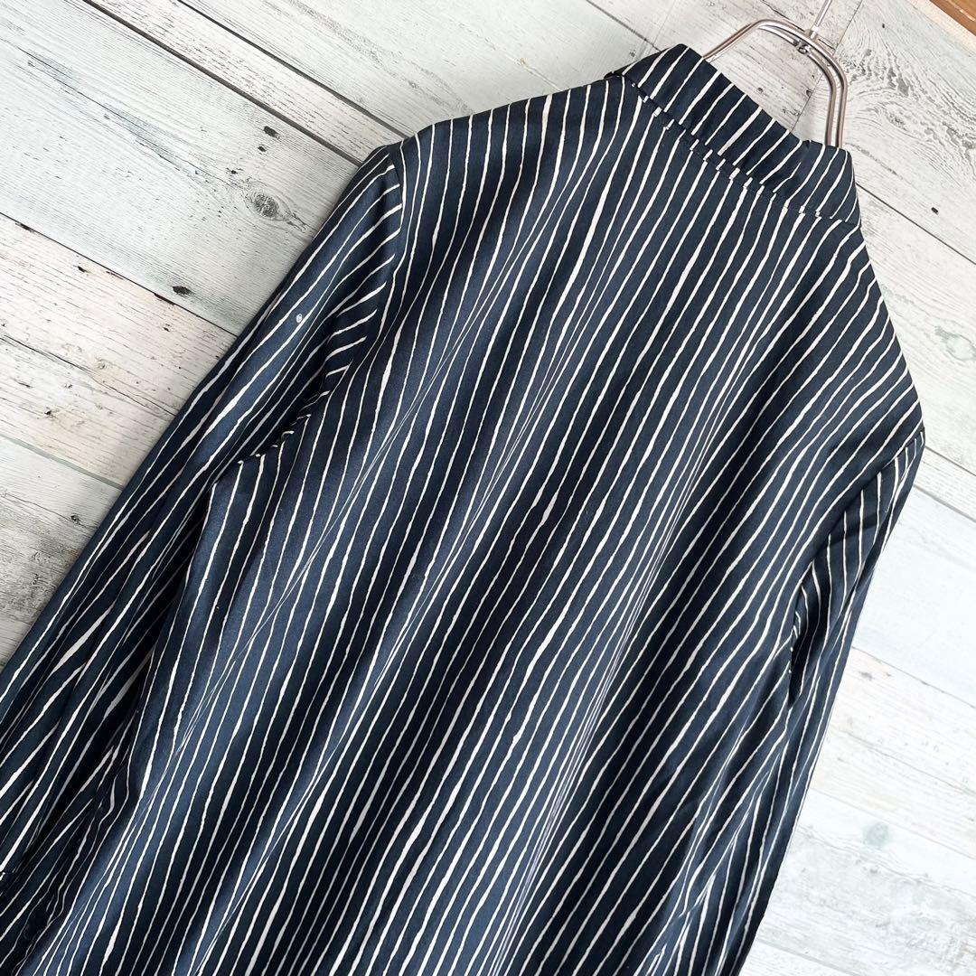 ☆美品☆マリメッコ シャツワンピース PICCOLO 縦縞 銀ボタン 比翼