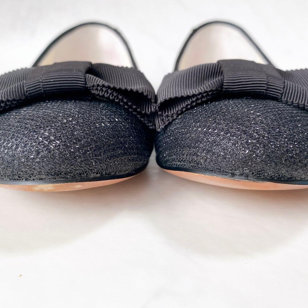 LANVIN en Bleu バレエシューズ リボン ブラック 黒 23.5cm