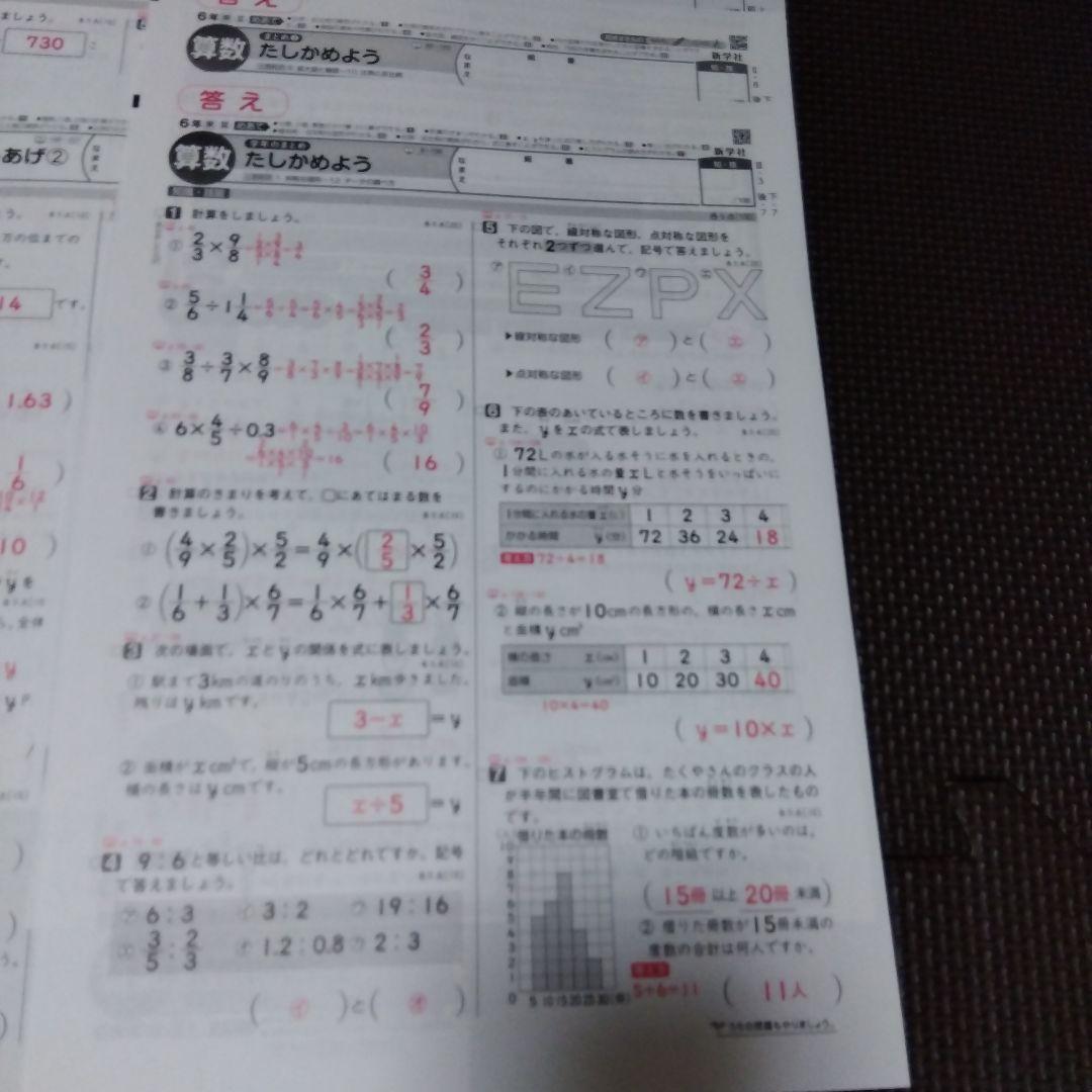 6年生 算数 カラーテスト 新学社 18枚 - メルカリ