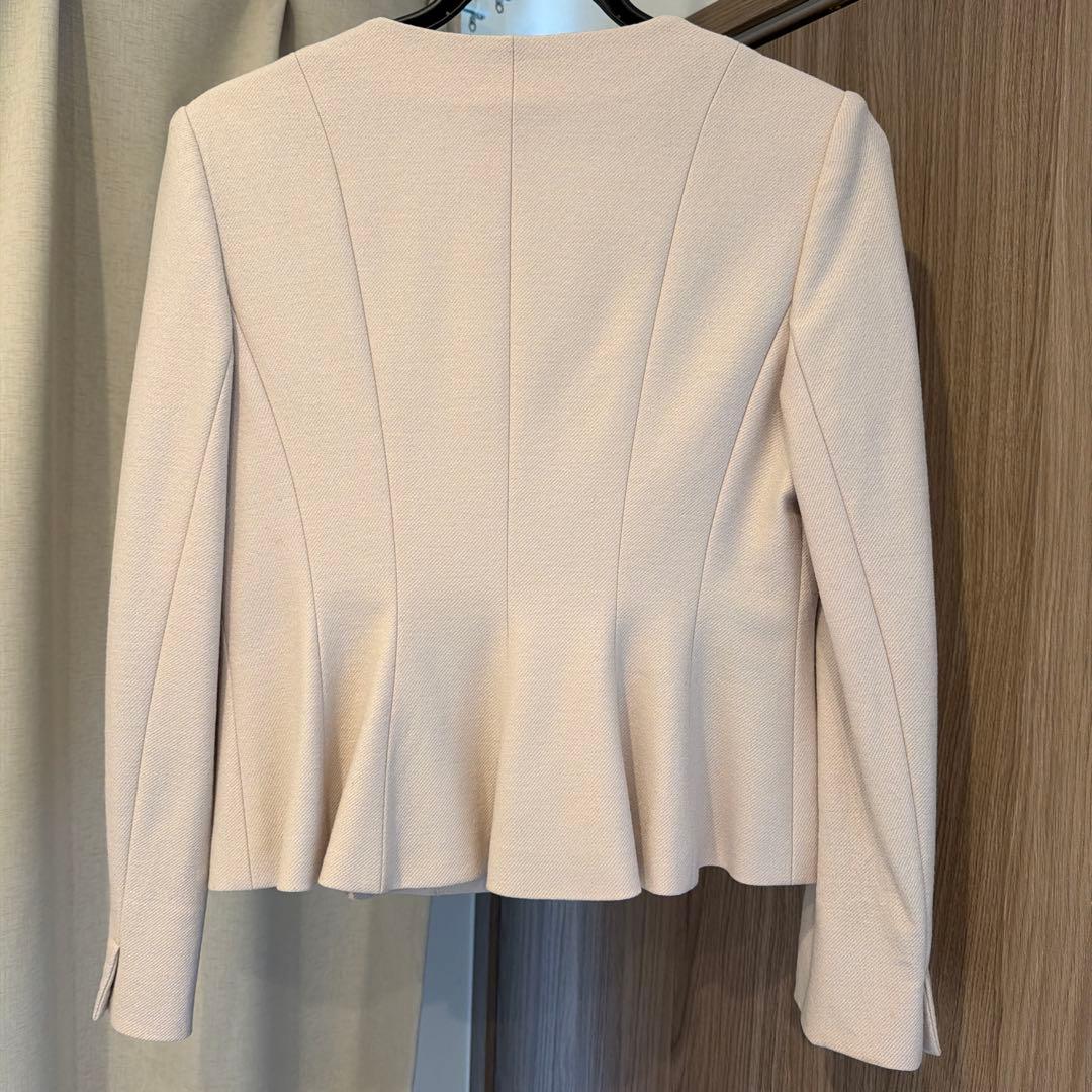 超美品 クリーニング済 anayiノーカラージャケット ヌードベージュ