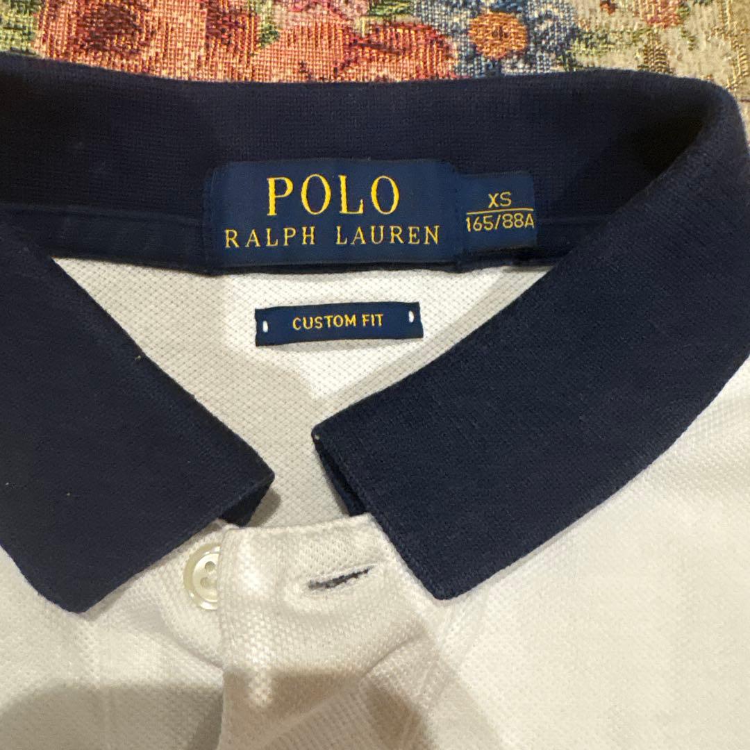 Ralph Lauren ポロシャツ XS ホワイト/ネイビー ビッグポニー - メルカリ