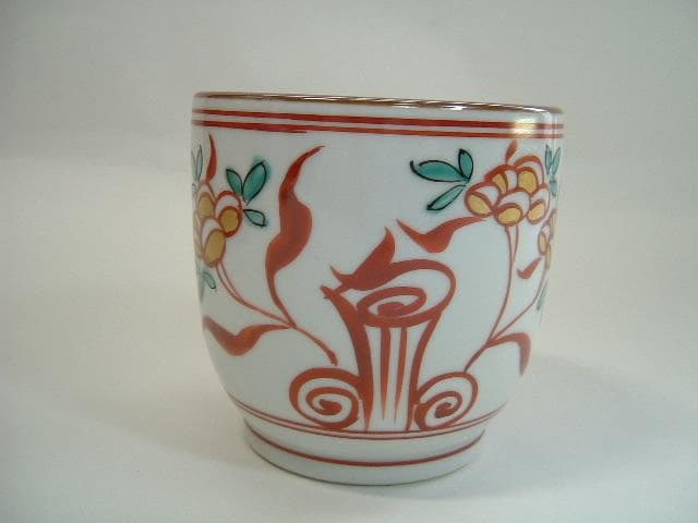 火入□赤絵 火入れ 平安 景雲 花絵 手あぶり 共箱 灰付き 京焼 骨董品