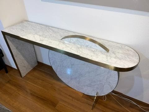 55万 西村心様専用 ドバイ購入 大理石 コンソールテーブル 飾り棚 白