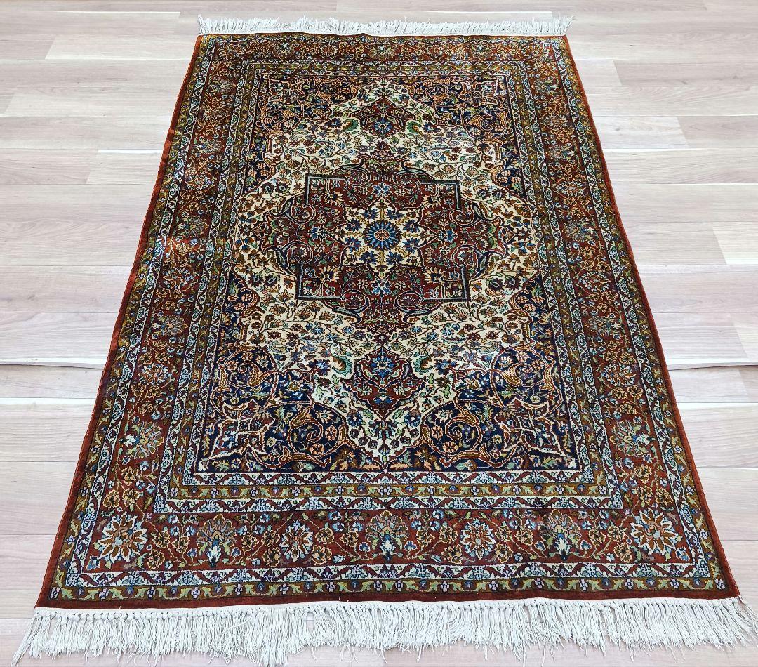 Y3253 インド絨毯 シルク×コットン 手織り 186×119㎝ マット ind_jyu_60b.jpg