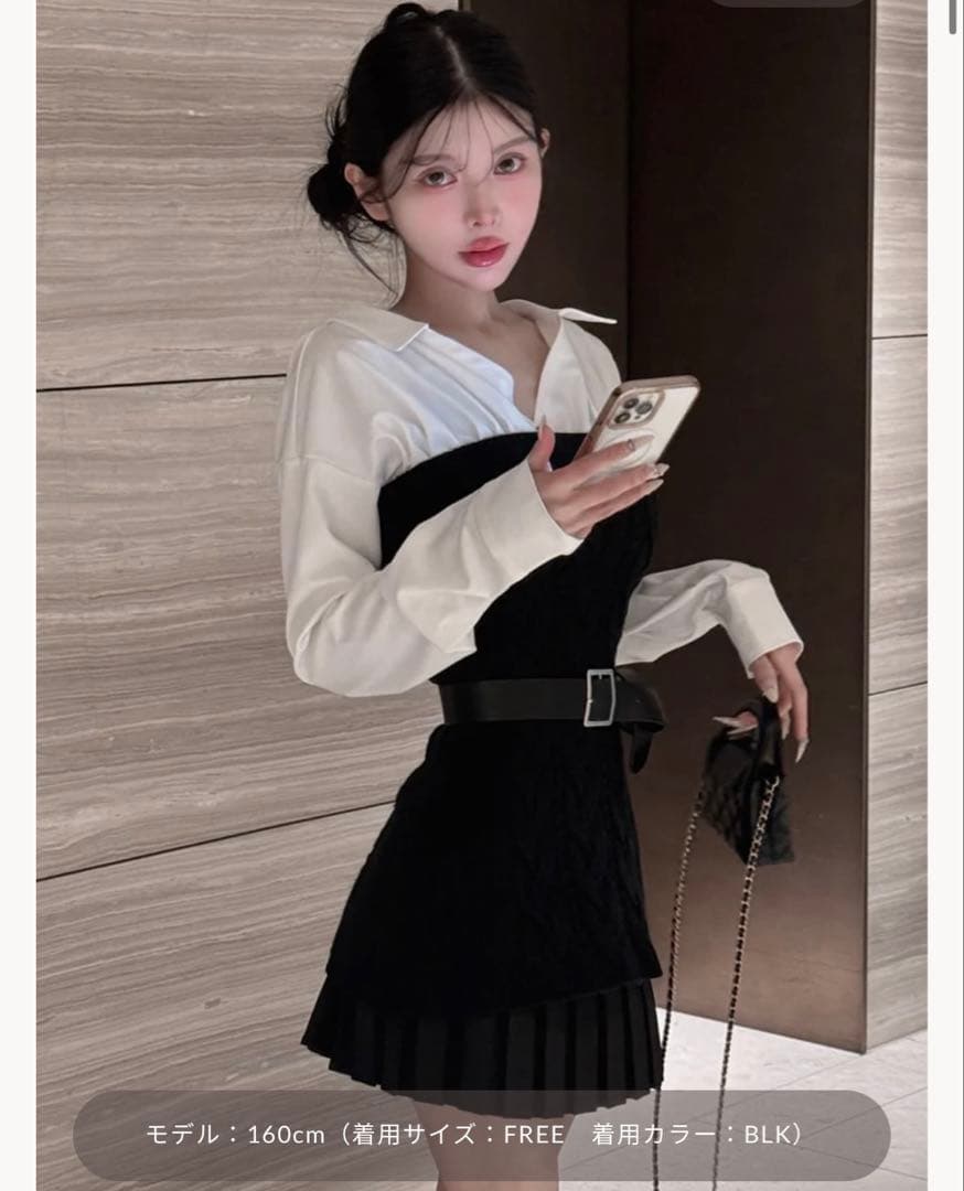 Darich ダーリッチ シャツドッキングプリーツニットミニワンピース BLK シャツドッキングプリーツニットミニワンピース – Darich (ダーリッチ)