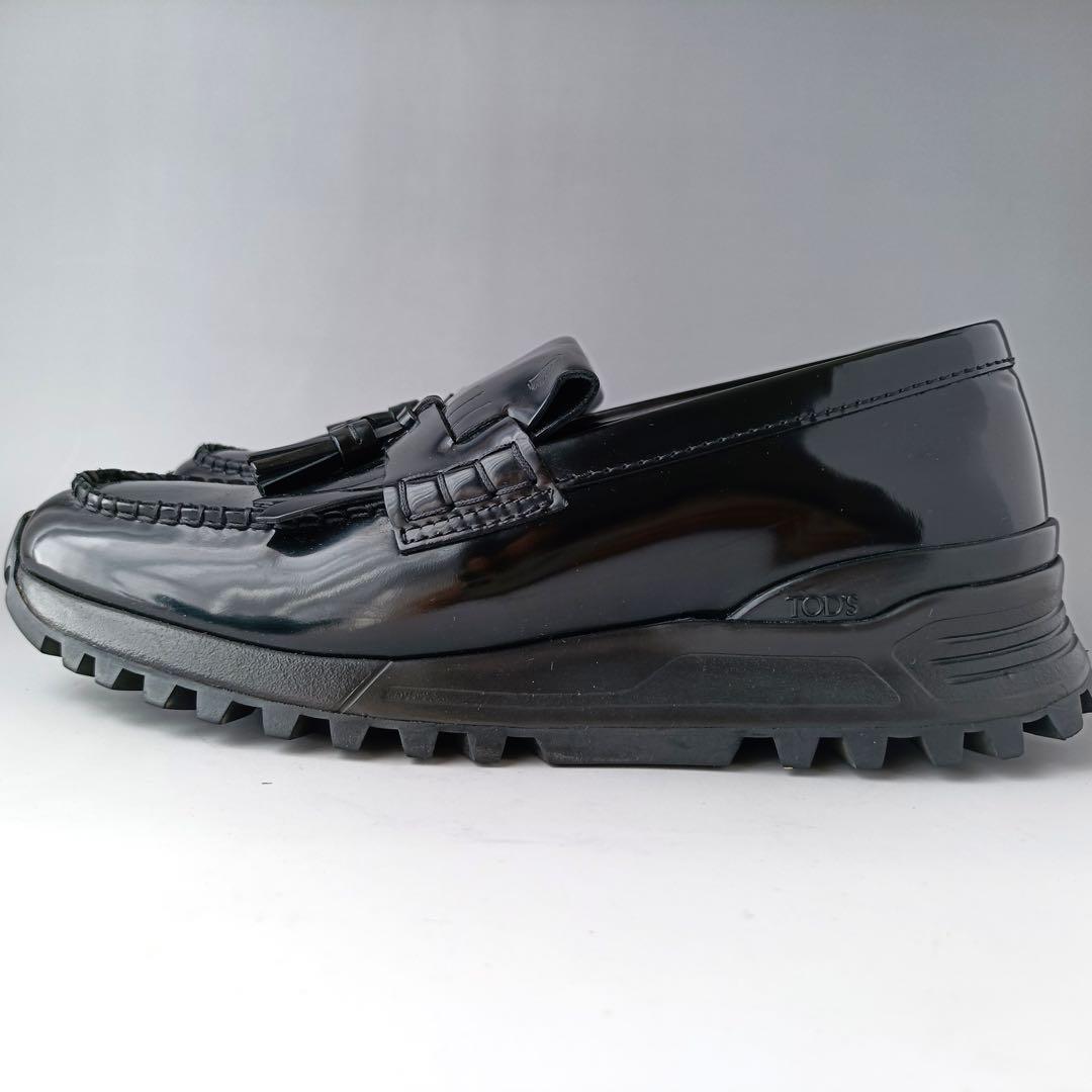 美品】トッズ ローファー フリンジ 厚底 TOD'S イタリア製 ブラック