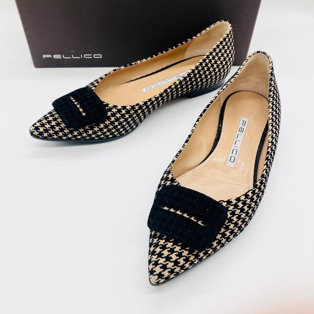 極美品✨ペリーコ千鳥格子フラット パンプスチェックアネッリ フィッビア