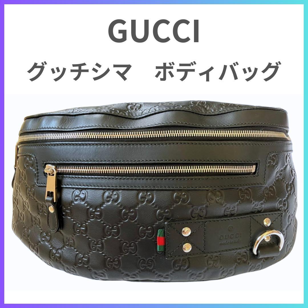 Aliyさま専用 GUCCI グッチシマ レザー ボディバッグ 収納袋、箱付属