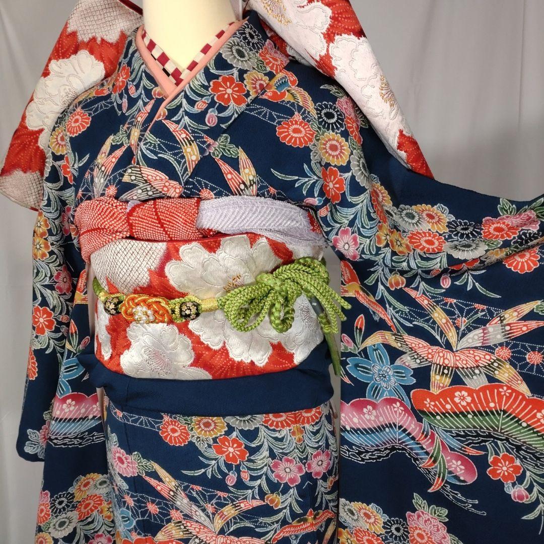 着物 振袖フルセット 振袖 紅型 型染め 正絹 高級縮緬 成人式 卒業式