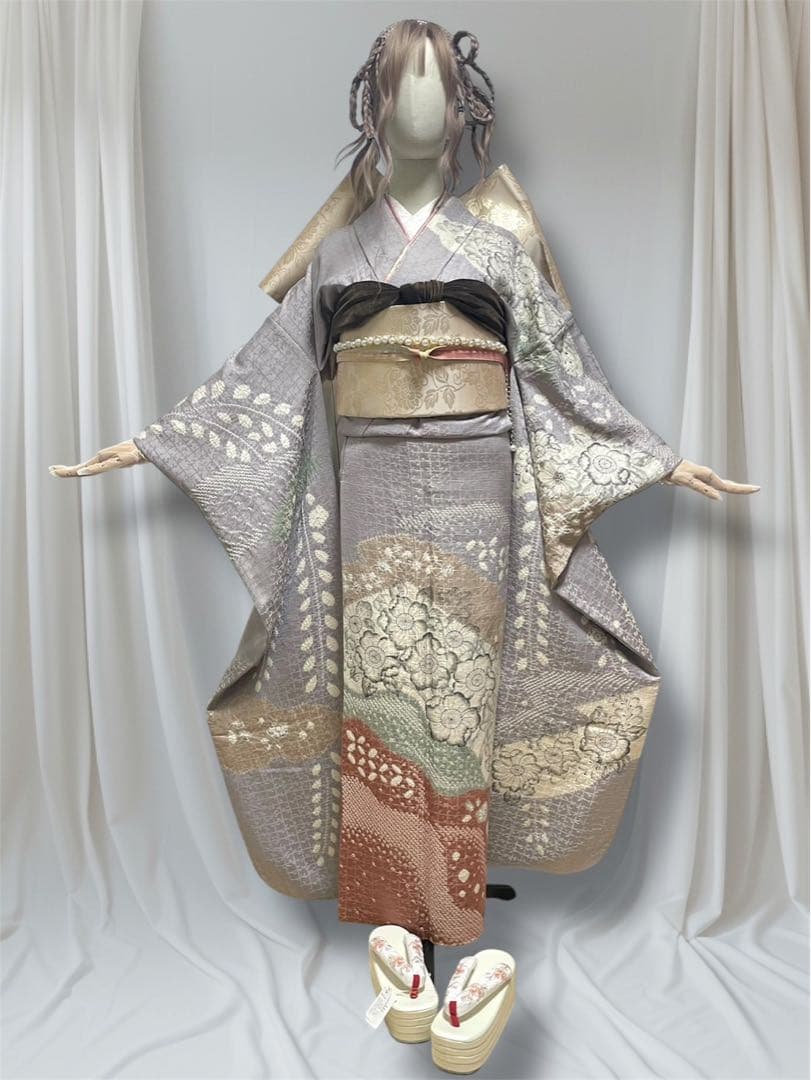 辻ヶ花 作家物 落款入り グレー 振袖 フルセット - メルカリ