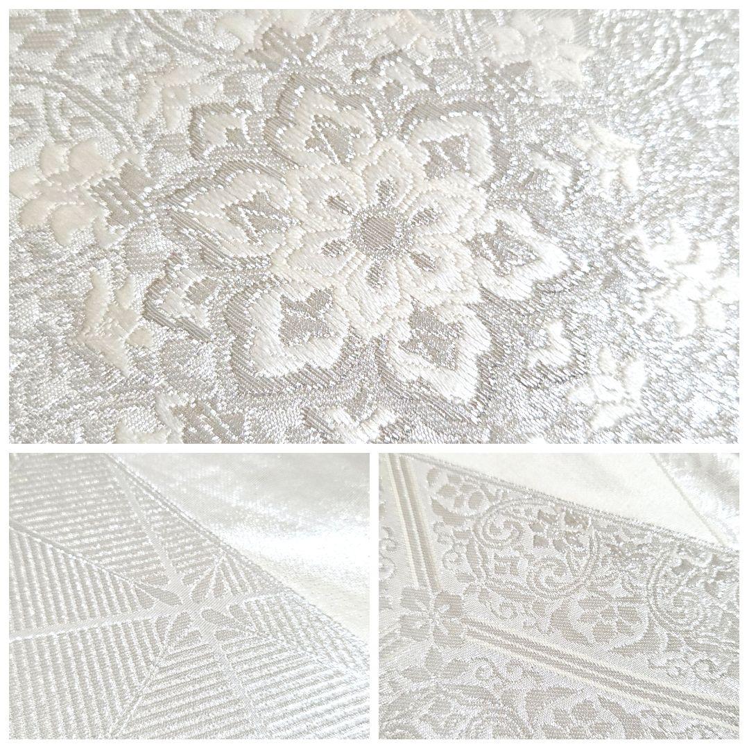 A◇着物くつろぎ 正倉院文様 銀糸 裂取 華文 六通 正絹 フォーマルな