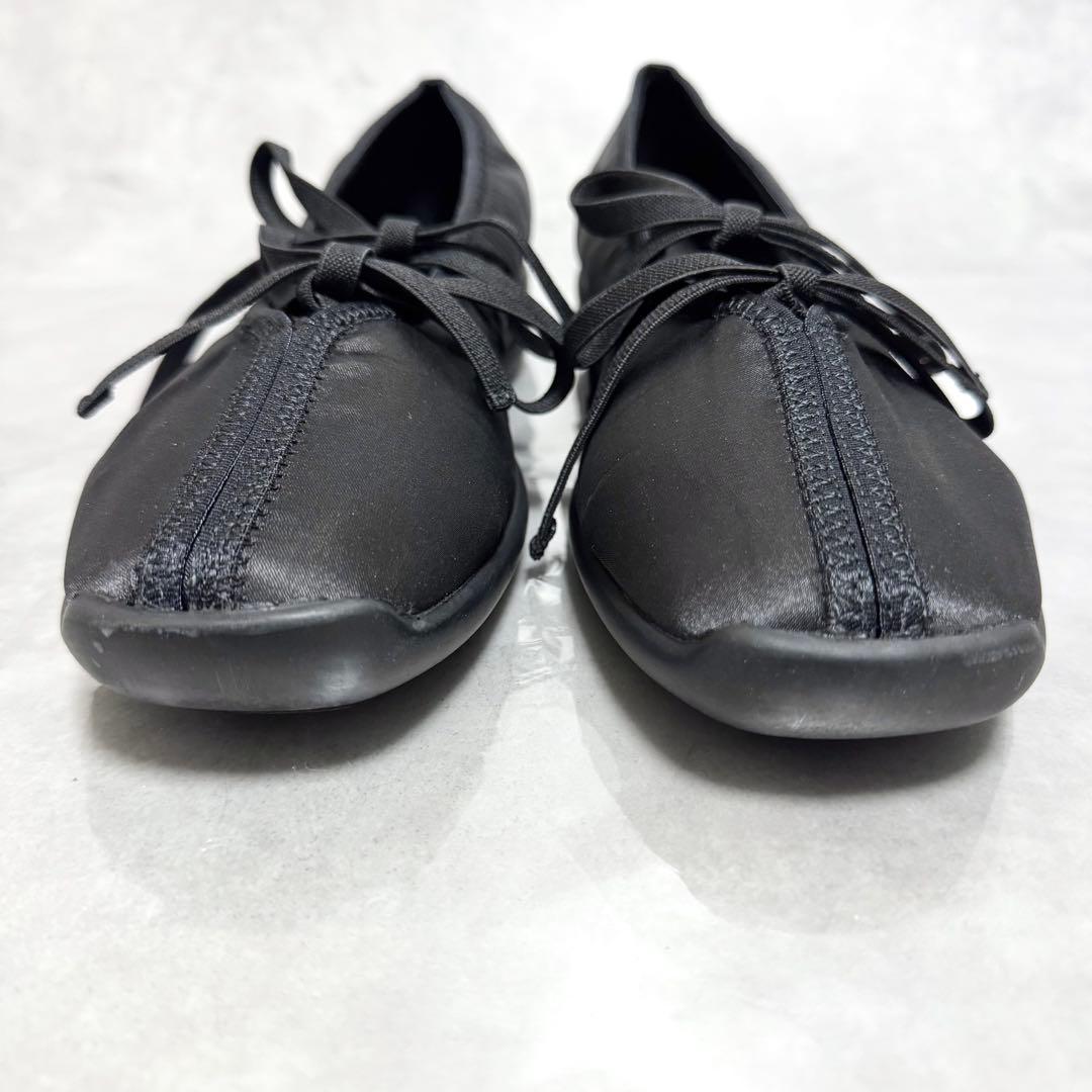 もえ ルタロン ダブルリボンバレリーナ 黒 24.5cm 防水 厚底