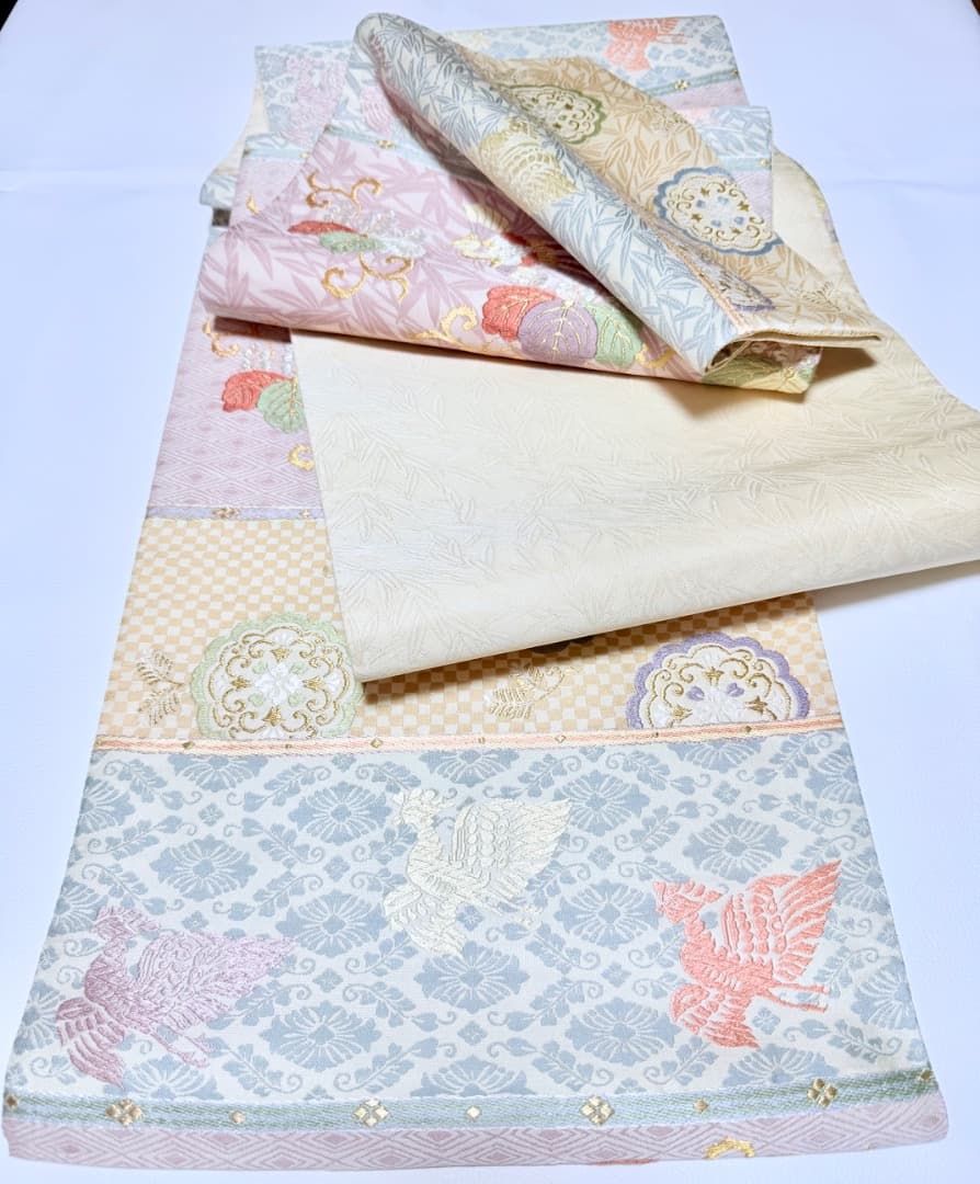 高級 袋帯 正絹 六通柄 パステルカラー 唐織 訪問着 色無地 約90万円