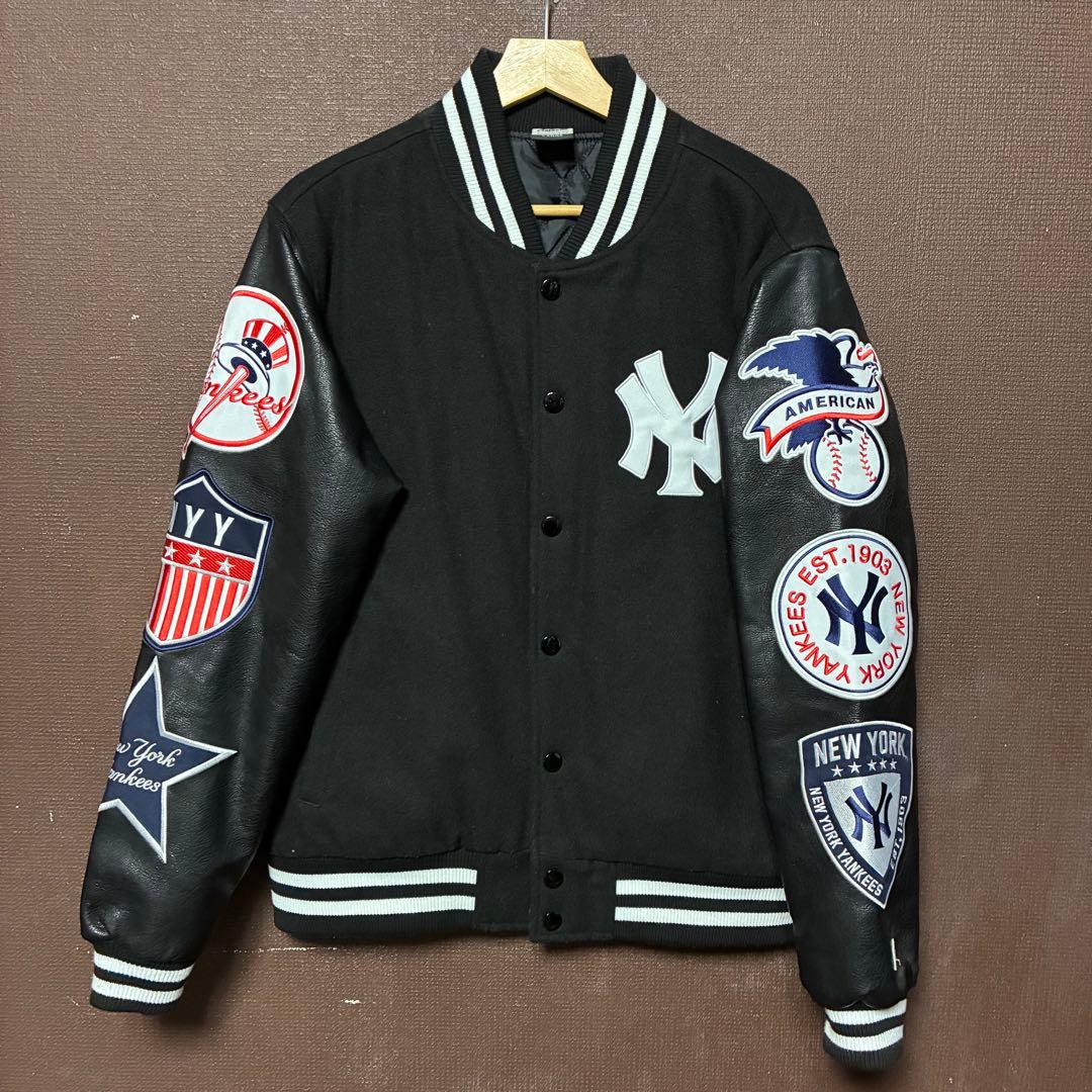 L 新品級 Majestic yankees ヤンキース ワッペン付スタジャン - メルカリ