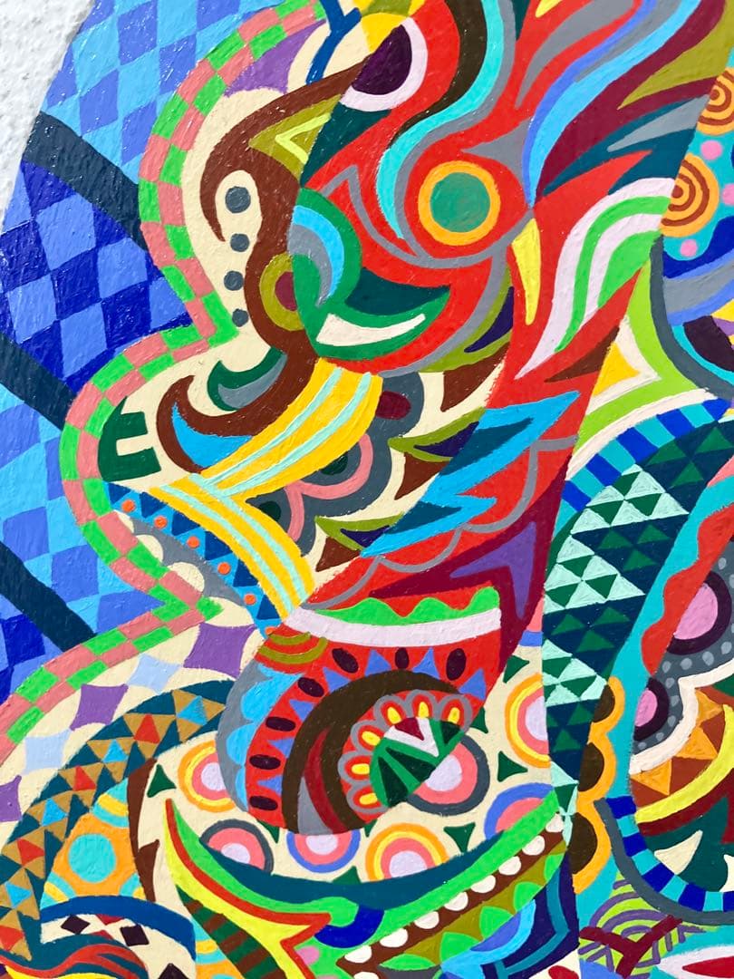 原画 絵画 F30 人物画 アクリル画 現代アート 細密画 大型 一点物