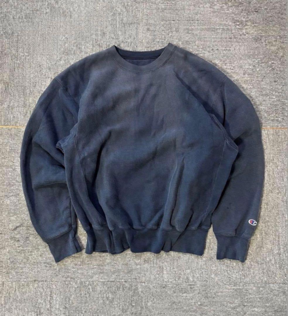 90s Champion reverse weave スウェット フェード 紺 - メルカリ