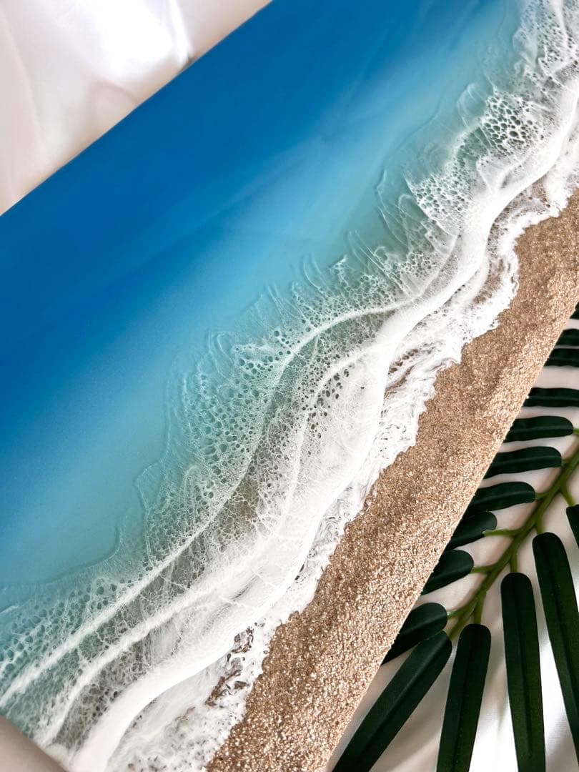 大パネル『宮古島ブルー』レジンアート 59.5cm × 27.0cm
