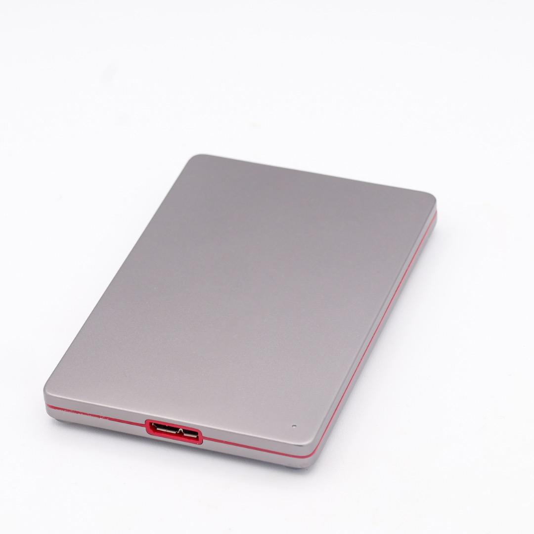 I-O IOデータ 2TB 外付けHDD 小型薄型 USBケーブル付 スペースグレーx赤