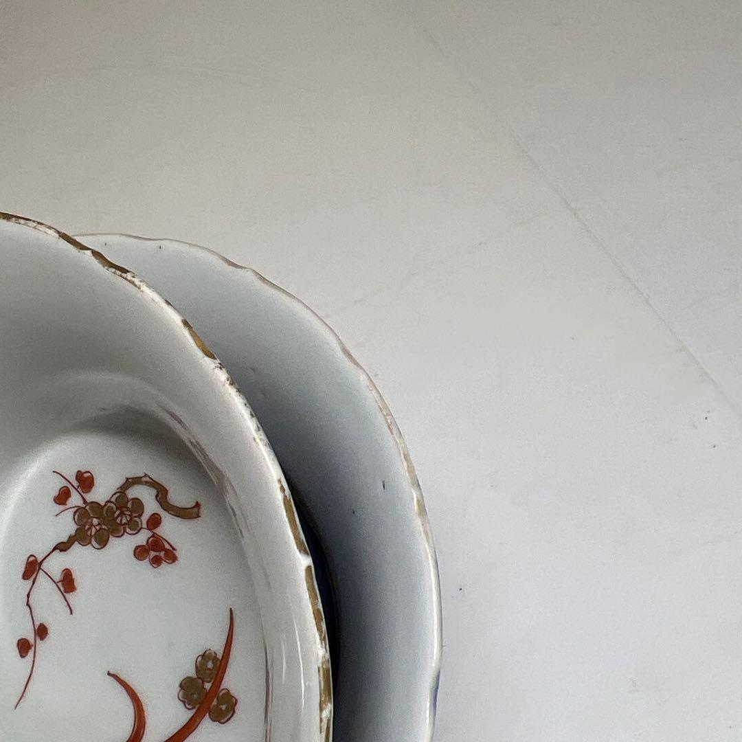 古伊万里 瑠璃金彩 向付5客 直径11.5㎝木箱付タルチ 東