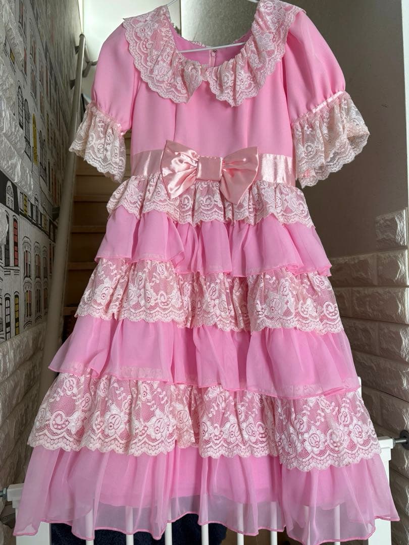 La Pafait ラパフェ ワンピース ピンク リボン 美品 レース ドレス