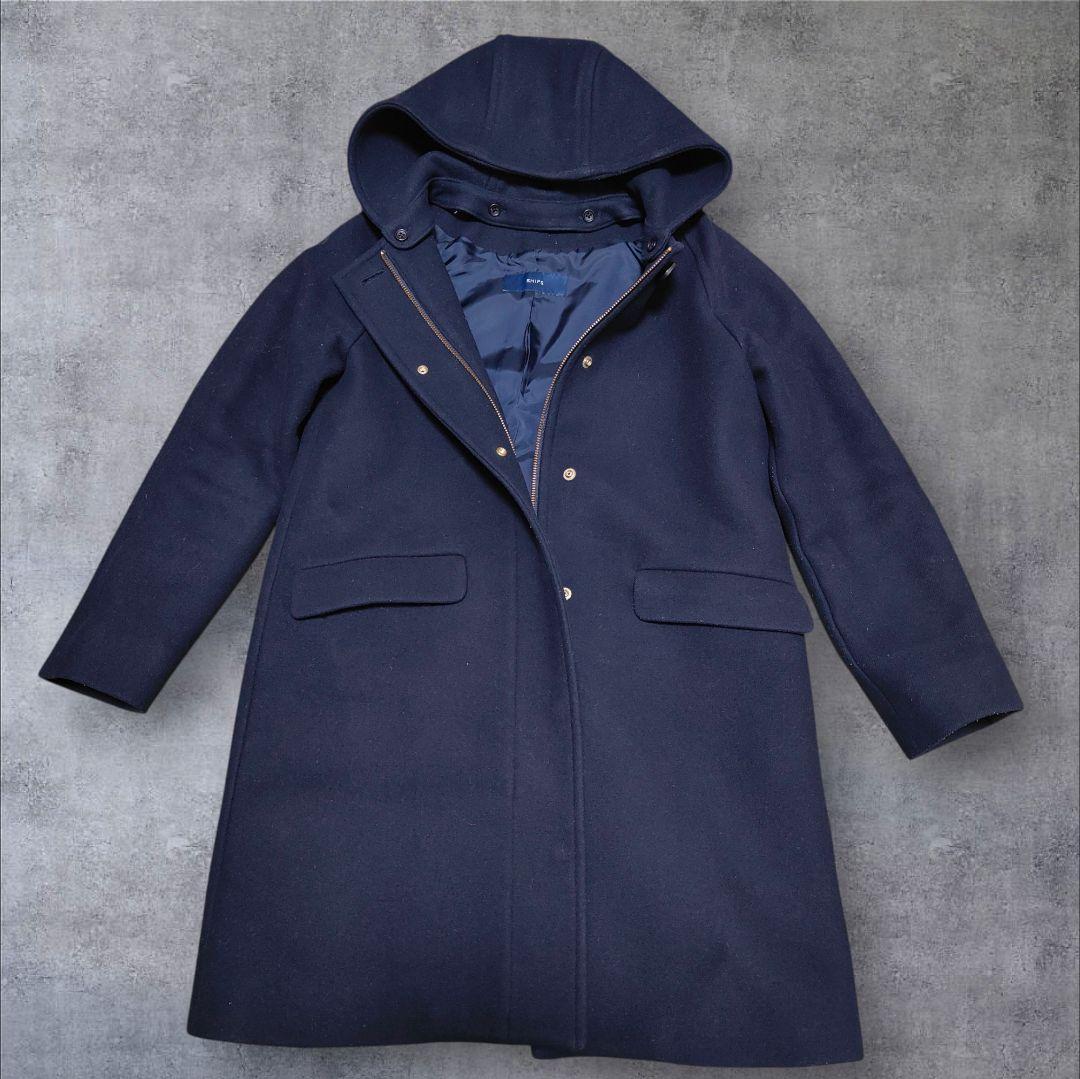 シップス ハミルトン ウール フードコート 2way ネイビー 36 - メルカリ