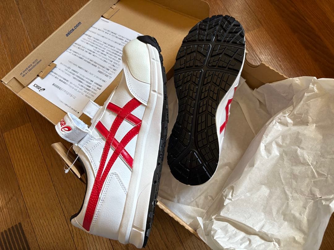 ASICS 安全靴 ホワイト/レッド ベルクロの通販はau PAY マーケット