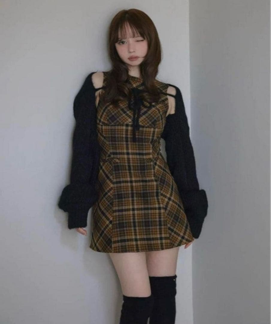 ワンピース Mini check set mini dress Motley Mini Dress Brown Check | Princess Polly