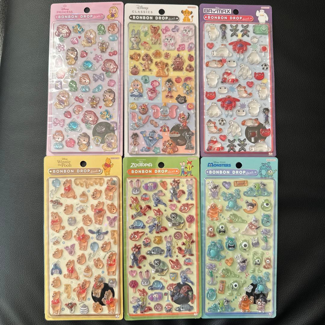 【正規品】ボンボンドロップシール　ディズニー　第2弾　6種類　お値下げ可能 🎀NEWアイテム🎀 ディズニーキャラクターのボンボンドロップシール第2