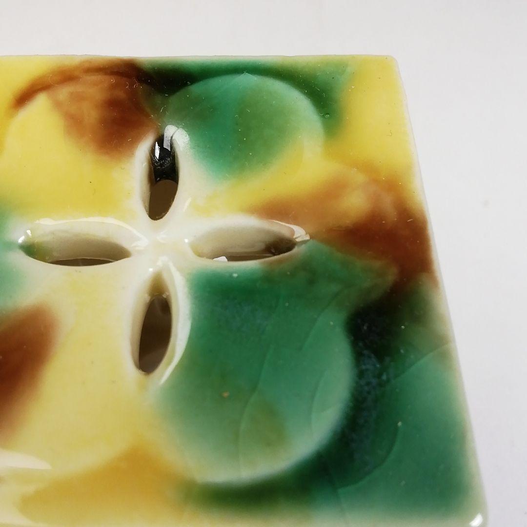 W102 蓋置 『長崎三彩』『天主堂 江口秀山 作』 共箱 茶道具