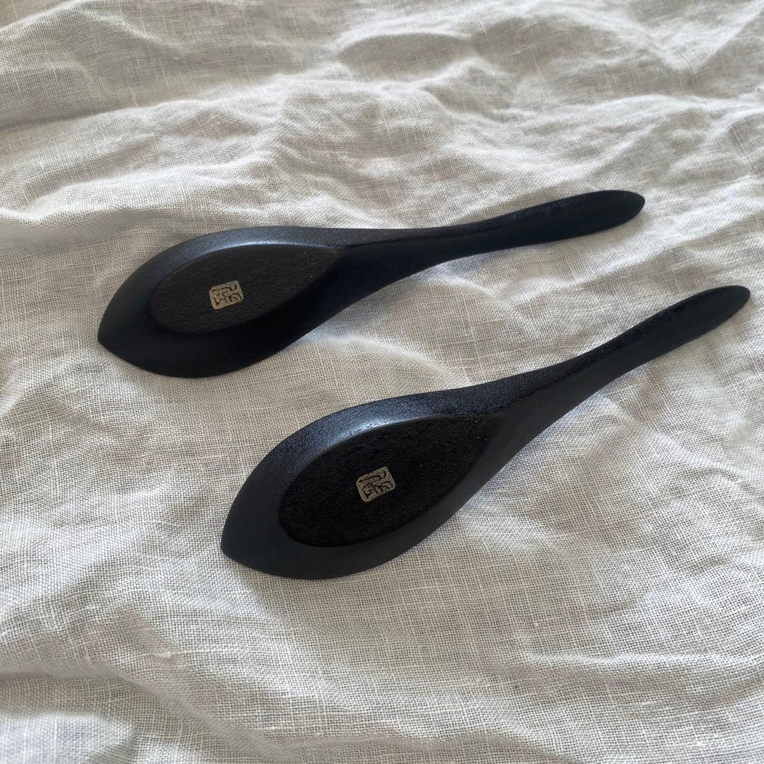 やのさちこ さん　れんげ　蓮華　器　スプーン　漆　木工　花柄