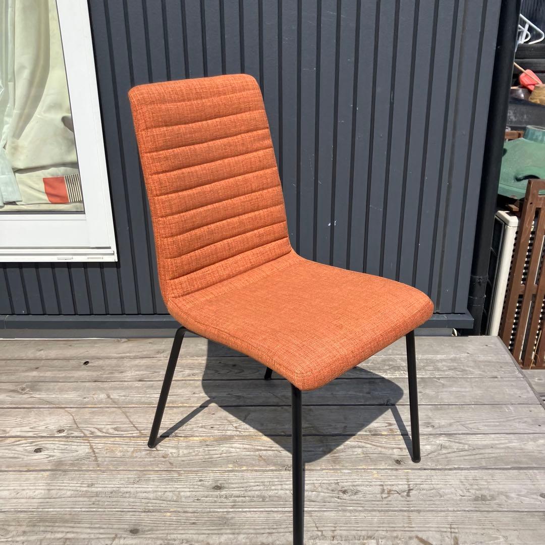 北欧レトロ ニトリ Nクーポ スチール脚 ダイニングチェア オレンジ