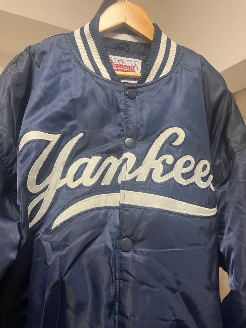 美品送料込】ヤンキース スタジャン MLB 刺繍 ネイビー90s 中綿 激レア