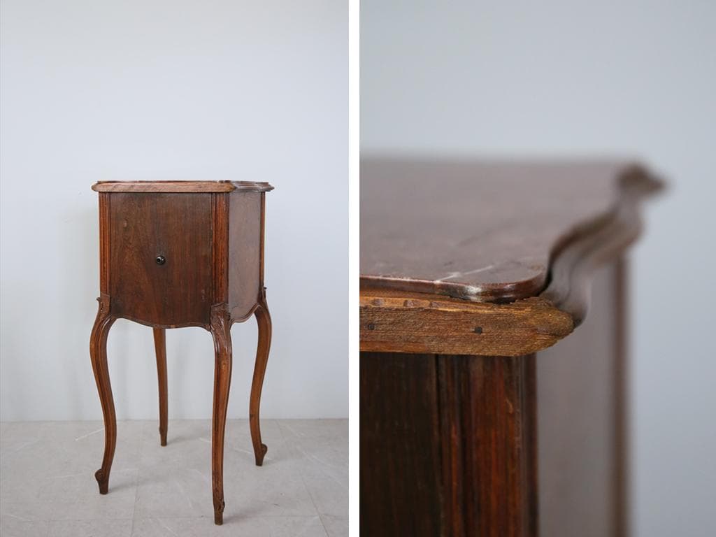フランスアンティーク木製ベッドサイドキャビネット/ナイトテーブル机