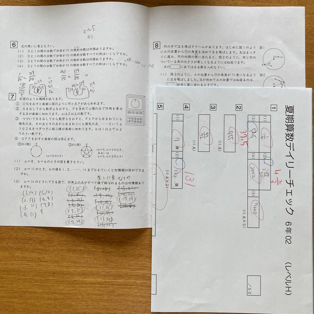サピックス】算数デイリーチェック 6年生 フルセット 夏期講習含む
