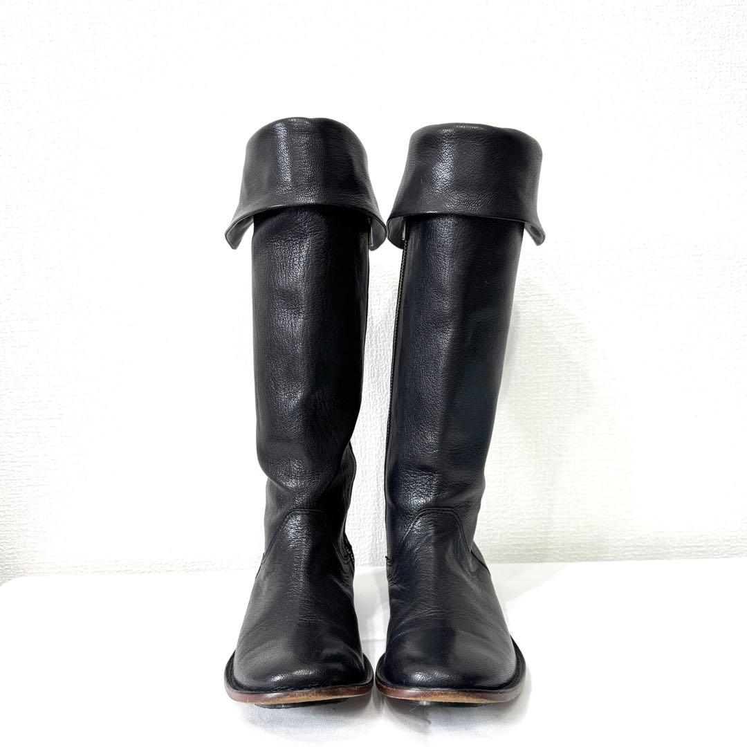 Y's ワイズ ヨウジヤマモト サイドジップ 折り返しロングブーツ 22.5cm