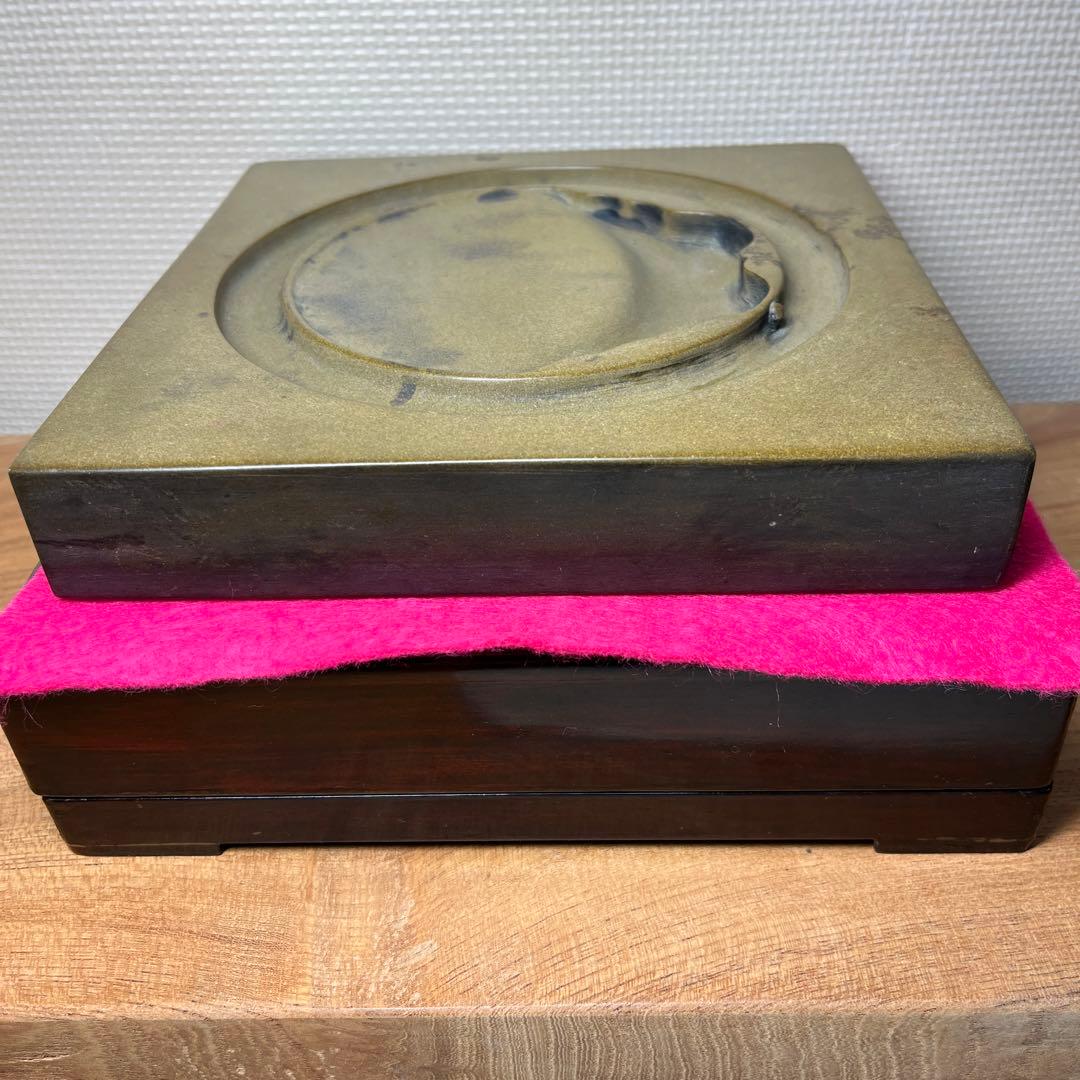 ⭕️澄泥硯 ⭕️正方硯 中国 縁起の金運シンボル ヒキガエル 色合い