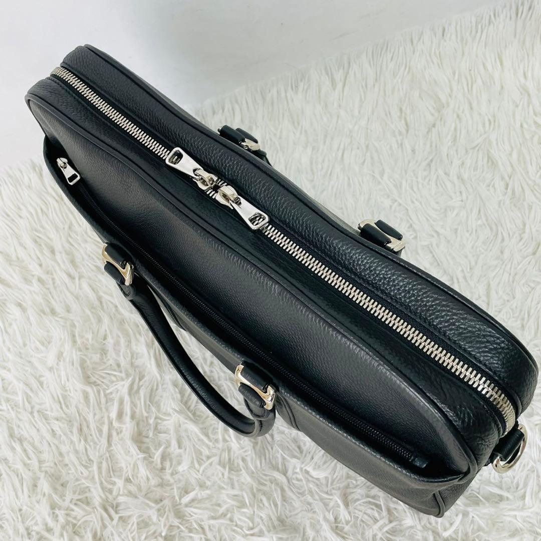 現行近】BALLY MALESO 2WAY ブリーフケース シボ革 ブラック