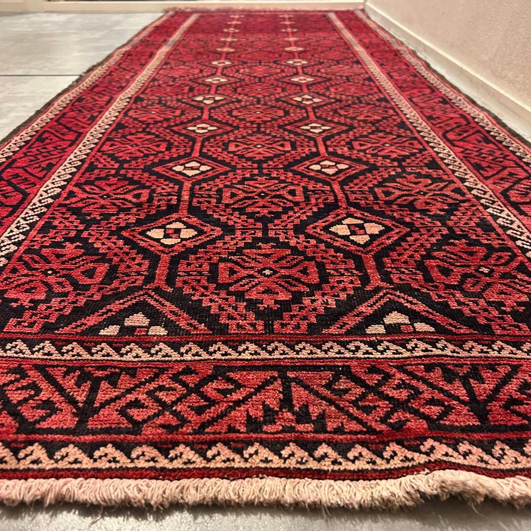 【1980's vintage】294cm × 107cm 大判ペルシャ絨毯 イラン産 1980年代 ヴィンテージペルシャラグ】手織り絨毯